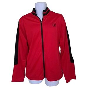 And1 Jacket Mens L Red Black Full Zip 100% Polyester Lightweight Track Warm-Up